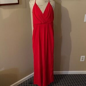 Urban Outfitters Red Spaghetti-Strap Backless Pantsuit